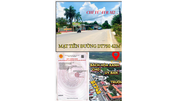 BÁN GẤP LÔ ĐẤT MẶT TIỀN DT750 – CÓ SẴN SỔ, SANG TÊN TRONG NGÀY